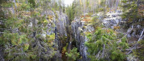 165-166 – Tea, me, walking in the middle, between the rock walls in Orinoro, Leppävirta